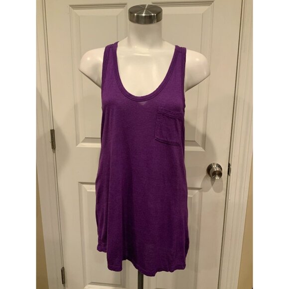 Alexander Wang Purple Racer Back Tank Top W/ Breast Pocket, Size Small - Picture 1 of 6